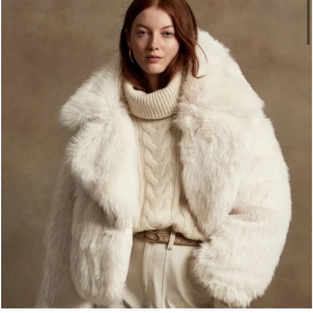 Banana Republic Plush White Teddy Jacket